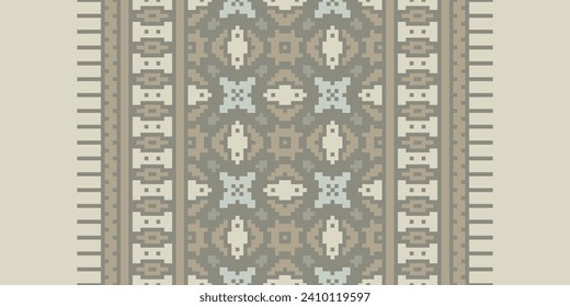 Motif Ethnisches Geometrisches Muster. Pixelmuster Design für Kleidung, Stoff, Hintergrund, Sari, Teppich, Batik. Kleidung, Stickereistil. Aztekische geometrische Kunstverzierung. Vektorgrafik