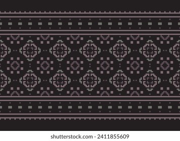 Motif Ethnic Geometric pattern. Pixel pattern. Design for clothing, fabric, background, sari, carpet, batik. Knitwear, Embroidery style. Aztec geometric art ornament print. Vector illustration