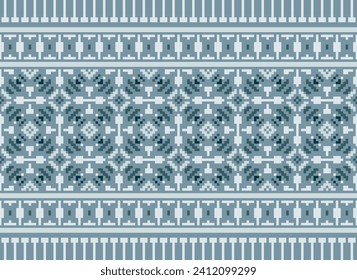 Motif Ethnic Geometric pattern. Pixel pattern. Design for clothing, fabric, background, sari, carpet, batik. Knitwear, Embroidery style. Aztec geometric art ornament print. Vector illustration