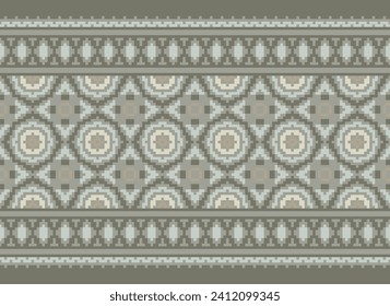Motif Ethnic Geometric pattern. Pixel pattern. Design for clothing, fabric, background, sari, carpet, batik. Knitwear, Embroidery style. Aztec geometric art ornament print. Vector illustration