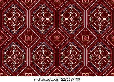 Motif ethnic handmade beautiful Ikat art. Ethnic abstract floral seamless pattern on background art. folk embroidery, Peruvian, Indian, Asia, Moroccan, Turkey, and Uzbek style. Aztec geometric art.