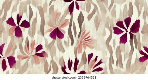 Motif ethnic handmade beautiful Ikat art.Ikat ethnic tribal, boho colors  seamless wallpaper. Ethnic Ikat abstract background art.Illustration for greeting cards, printing and other design project.