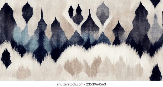 Motif ethnic handmade beautiful Ikat art.Ikat ethnic tribal, boho colors  seamless wallpaper. Ethnic Ikat abstract background art.Illustration for greeting cards, printing and other design project.