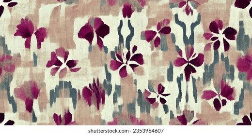 Motif ethnic handmade beautiful Ikat art.Ikat ethnic tribal, boho colors  seamless wallpaper. Ethnic Ikat abstract background art.Illustration for greeting cards, printing and other design project.