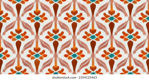 Motif ethnic handmade beautiful Ikat art.Ikat ethnic tribal, boho colors  seamless wallpaper. Ethnic Ikat abstract background art.Illustration for greeting cards, printing and other design project.