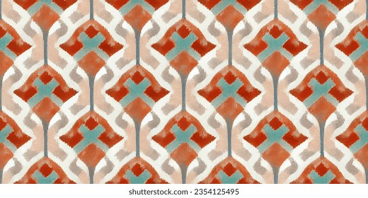 Motif ethnic handmade beautiful Ikat art.Ikat ethnic tribal, boho colors  seamless wallpaper. Ethnic Ikat abstract background art.Illustration for greeting cards, printing and other design project.