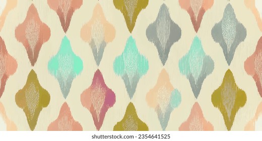 Motif ethnic handmade beautiful Ikat art.Ikat ethnic tribal, boho colors  seamless wallpaper. Ethnic Ikat abstract background art.Illustration for greeting cards, printing and other design project.