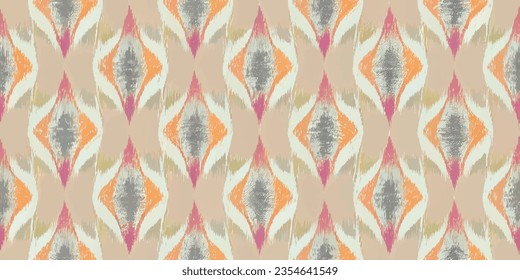 Motif ethnic handmade beautiful Ikat art.Ikat ethnic tribal, boho colors  seamless wallpaper. Ethnic Ikat abstract background art.Illustration for greeting cards, printing and other design project.