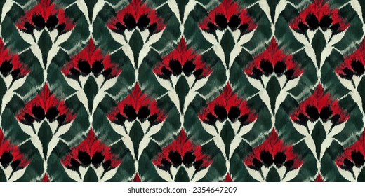 Motif ethnic handmade beautiful Ikat art.Ikat ethnic tribal, boho colors  seamless wallpaper. Ethnic Ikat abstract background art.Illustration for greeting cards, printing and other design project.