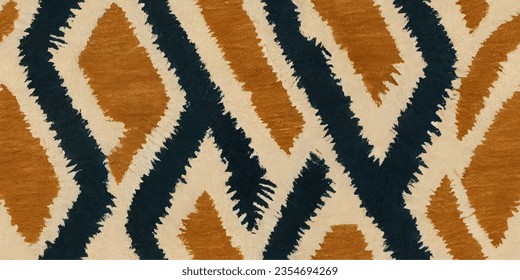 Motif étnico hecho a mano bello arte Ikat.Ikat de la etnia tribal, los colores boho son papel de pared sin costura. Arte de fondo abstracto de Ethnic Ikat.Ilustración para tarjetas de felicitación, impresión y otro proyecto de diseño.