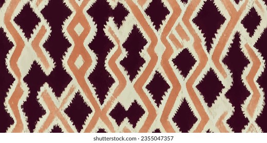 Motif ethnic handmade beautiful Ikat art.Ikat ethnic tribal, boho colors  seamless wallpaper. Ethnic Ikat abstract background art.Illustration for greeting cards, printing and other design project.