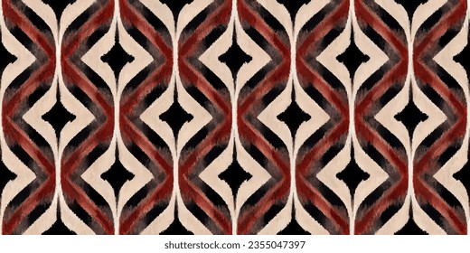 Motif ethnic handmade beautiful Ikat art.Ikat ethnic tribal, boho colors  seamless wallpaper. Ethnic Ikat abstract background art.Illustration for greeting cards, printing and other design project.