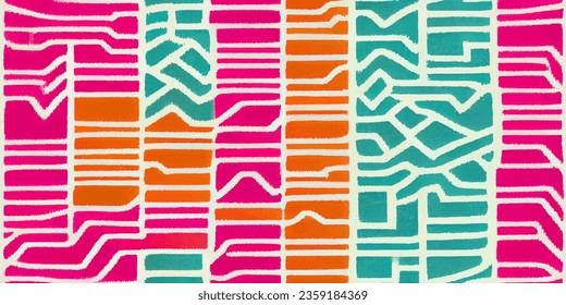 Motif ethnic handmade beautiful Ikat art.Ikat ethnic tribal, boho colors  seamless wallpaper. Ethnic Ikat abstract background art.Illustration for greeting cards, printing and other design project.