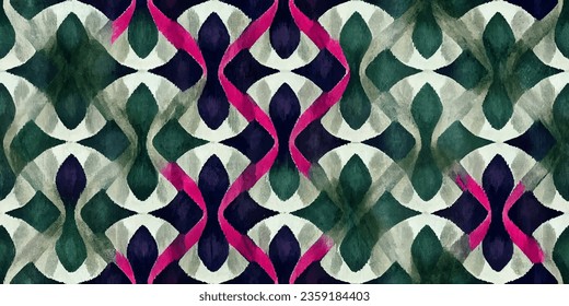 Motif ethnic handmade beautiful Ikat art.Ikat ethnic tribal, boho colors  seamless wallpaper. Ethnic Ikat abstract background art.Illustration for greeting cards, printing and other design project.