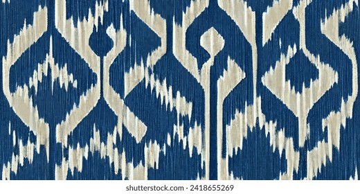 Motif ethnic handmade beautiful Ikat art.Ikat ethnic tribal, boho colors seamless wallpaper. Ethnic Ikat abstract background art.Illustration for greeting cards, printing and other design project.