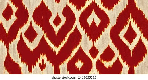 Motif ethnic handmade beautiful Ikat art.Ikat ethnic tribal, boho colors seamless wallpaper. Ethnic Ikat abstract background art.Illustration for greeting cards, printing and other design project.