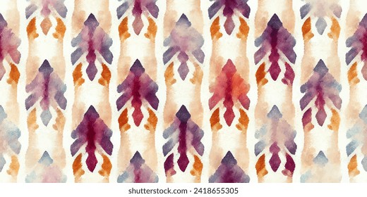 Motif ethnic handmade beautiful Ikat art.Ikat ethnic tribal, boho colors seamless wallpaper. Ethnic Ikat abstract background art.Illustration for greeting cards, printing and other design project.