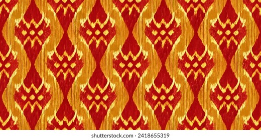 Motif ethnic handmade beautiful Ikat art.Ikat ethnic tribal, boho colors seamless wallpaper. Ethnic Ikat abstract background art.Illustration for greeting cards, printing and other design project.