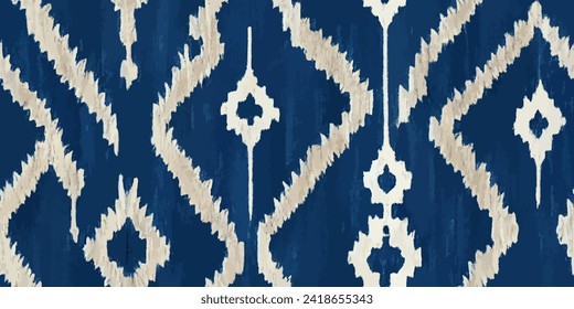 Motif ethnic handmade beautiful Ikat art.Ikat ethnic tribal, boho colors seamless wallpaper. Ethnic Ikat abstract background art.Illustration for greeting cards, printing and other design project.