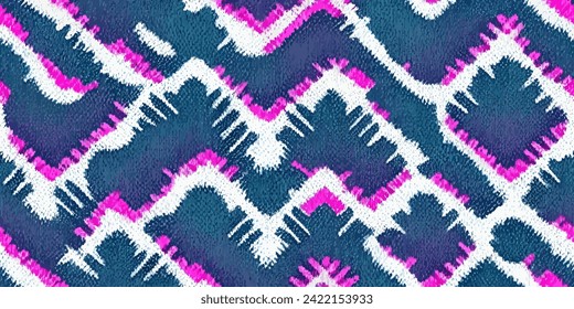 Motif ethnic handmade beautiful Ikat art. Ethnic Ikat abstract background art. Ikat ethnic tribal, boho colors seamless wallpaper. Illustration for greeting cards, printing and other design project.