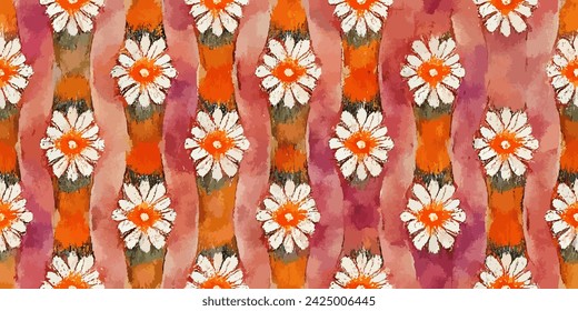 Motif ethnic handmade beautiful Ikat art. Ikat ethnic tribal, boho colors seamless wallpaper. Ethnic Ikat abstract background art. Illustration for greeting cards, printing and other design project.