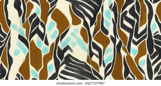 Motif ethnic handmade beautiful Ikat art.Ikat ethnic tribal, boho colors seamless wallpaper. Ethnic Ikat abstract background art.Illustration for greeting cards, printing and other design project.