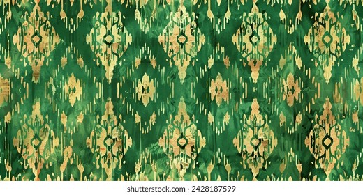 Motif ethnic handmade beautiful Ikat art. Ikat ethnic tribal, boho colors seamless wallpaper. Ethnic Ikat abstract background art. Illustration for greeting cards, printing and other design project.