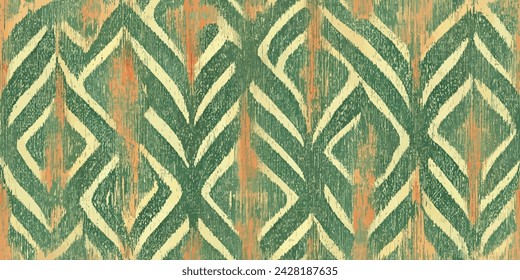 Motif ethnic handmade beautiful Ikat art. Ikat ethnic tribal, boho colors seamless wallpaper. Ethnic Ikat abstract background art. Illustration for greeting cards, printing and other design project.