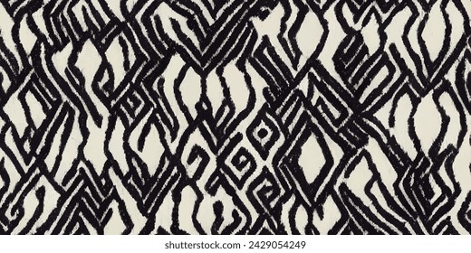 Motif ethnic handmade beautiful Ikat art. Ikat ethnic tribal, boho colors  seamless wallpaper. Ethnic Ikat abstract background art.Illustration for greeting cards, printing and other design project.