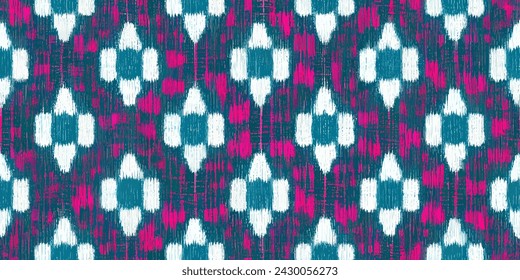 Motif ethnic handmade beautiful Ikat art. Ikat ethnic tribal, boho colors  seamless wallpaper. Ethnic Ikat abstract background art.Illustration for greeting cards, printing and other design project.