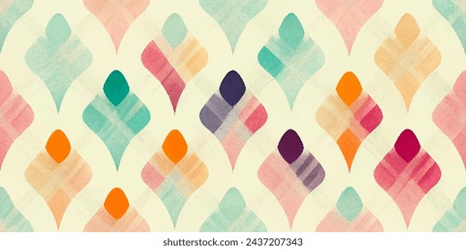 Motif ethnic handmade beautiful Ikat art.Ikat ethnic tribal, boho colors  seamless wallpaper. Ethnic Ikat abstract background art.Illustration for greeting cards, printing and other design project.