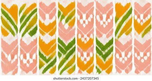 Motif ethnic handmade beautiful Ikat art.Ikat ethnic tribal, boho colors  seamless wallpaper. Ethnic Ikat abstract background art.Illustration for greeting cards, printing and other design project.