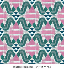 Motif ethnic handmade beautiful Ikat art.Ikat ethnic tribal, boho colors  seamless wallpaper. Ethnic Ikat abstract background art.Illustration for greeting cards, printing and other design project.