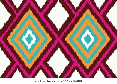 Motif ethnic handmade beautiful Ikat art. Ethnic abstract floral pink background art. folk embroidery, Peruvian, Indian, Asia, Moroccan, Turkey, and Uzbek style. Aztec geometric art ornament print.