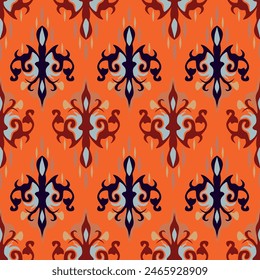 Motif ethnic handmade beautiful Ikat art. Ethnic abstract floral pink background art. folk embroidery, Peruvian, Indian, Asia, Moroccan
