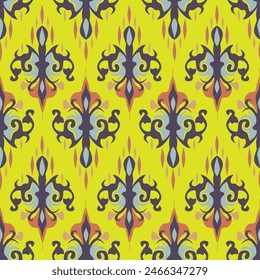 Motif ethnic handmade beautiful Ikat art. Ethnic abstract floral pink background art. folk embroidery, Peruvian, Indian, Asia, Moroccan