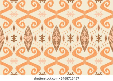 Motif ethnic handmade beautiful Ikat art. Ethnic abstract floral seamless pattern on background art. folk embroidery, Peruvian, Indian, Asia, Moroccan, Turkey, and Uzbek style. Aztec geometric art.