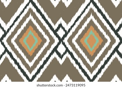 Motif ethnic handmade beautiful Ikat seamles.Ikat ethnic tribal, boho colors seamless wallpaper. Ethnic Ikat abstract background art.Illustration for greeting cards, printing and other design project.