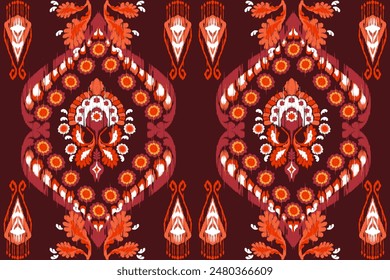 Motivo étnico hecho a mano hermoso arte Ikat. Patrón étnico abstracto floral sin costuras en el arte de fondo. bordado popular, peruano, indio, asiático, marroquí, turco y estilo uzbeko. Arte geométrico azteca.