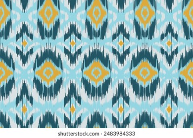 Motif ethnic handmade beautiful Ikat art. Ethnic abstract floral seamless pattern on background art. folk embroidery, Peruvian, Indian, Asia, Moroccan, Turkey, and Uzbek style. Aztec geometric art.