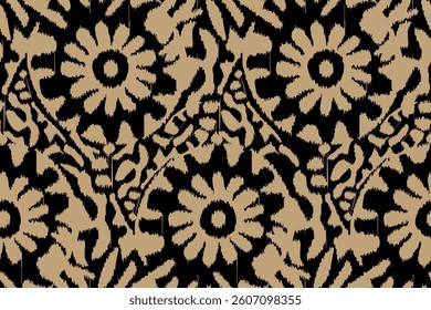 Motif ethnic handmade beautiful Ikat art. Ikat ethnic tribal, boho colors seamless wallpaper. Ethnic Ikat abstract background art. Illustration for greeting cards, printing and other design project.