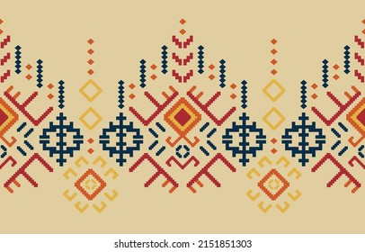 Motif ethnic handmade border beautiful art. Navajo seamless pattern in tribal, folk embroidery, Mexican, Peruvian, Indian, Asia, Moroccan, Turkey, and Uzbek style. Aztec geometric art ornament print.