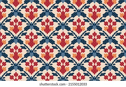 Motif ethnic handmade border beautiful art. Ethnic leaf floral background art. folk embroidery, Mexican, Peruvian, Indian, Asia, Moroccan, Turkey, and Uzbek style. Aztec geometric art ornament print.