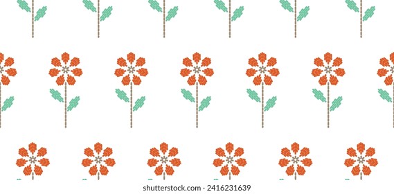 Motif ethnic handmade border beautiful art. Ethnic leaf floral background art. folk embroidery  Mexican, Peruvian, Indian, Asia, Moroccan, Turkey Uzbek style. Embroidery pattern design hem skirt.