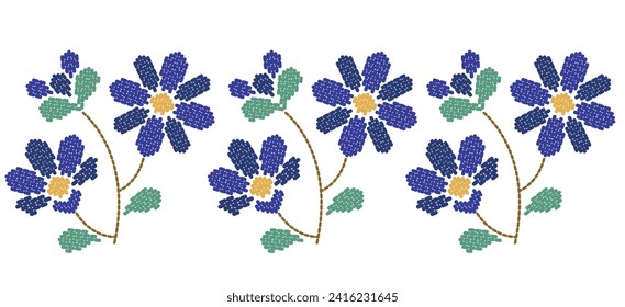 Motif ethnic handmade border beautiful art. Ethnic leaf floral background art. folk embroidery  Mexican, Peruvian, Indian, Asia, Moroccan, Turkey Uzbek style. Embroidery pattern design hem skirt.