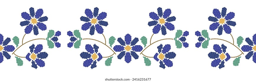 Motif ethnische handgefertigte Grenze schöne Kunst. Ethnische Blätter florale Hintergrundkunst. Volkstickereien mexikanisch, peruanisch, indisch, asiatisch, marokkanisch, türkisch usbekisch. Stickereimuster Design hem Rock.