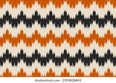 Motif ethnic ikat pattern art. Abstract ethnic ikat seamless pattern in tribal. Mexican style. Design for background, wallpaper, illustration, fabric, clothing, carpet, textile, batik, embroidery.