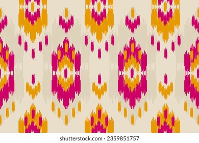 Motif ethnic ikat pattern art. Abstract ethnic ikat seamless pattern in tribal. Mexican style. Design for background, wallpaper, illustration, fabric, clothing, carpet, textile, batik, embroidery.