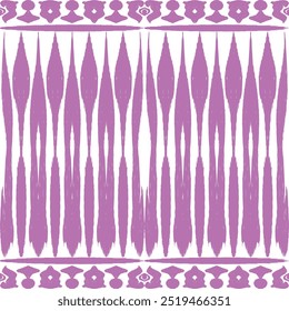Motivo padrão étnico ikat sem costura têxtil. Padrão antigo, flores brancas, fundo roxo e rosa.	