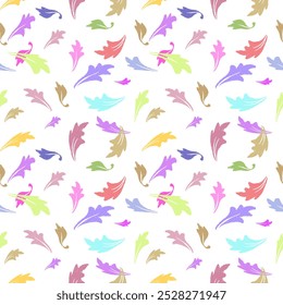 Motif ethnic ikat pattern seamless textile. Antique pattern,  Leaves white background.	